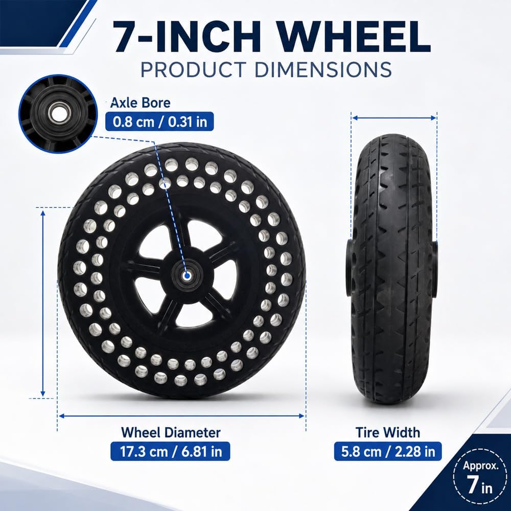 7 Inch Replacement Wheelchair Wheels for Invacare 9000XT