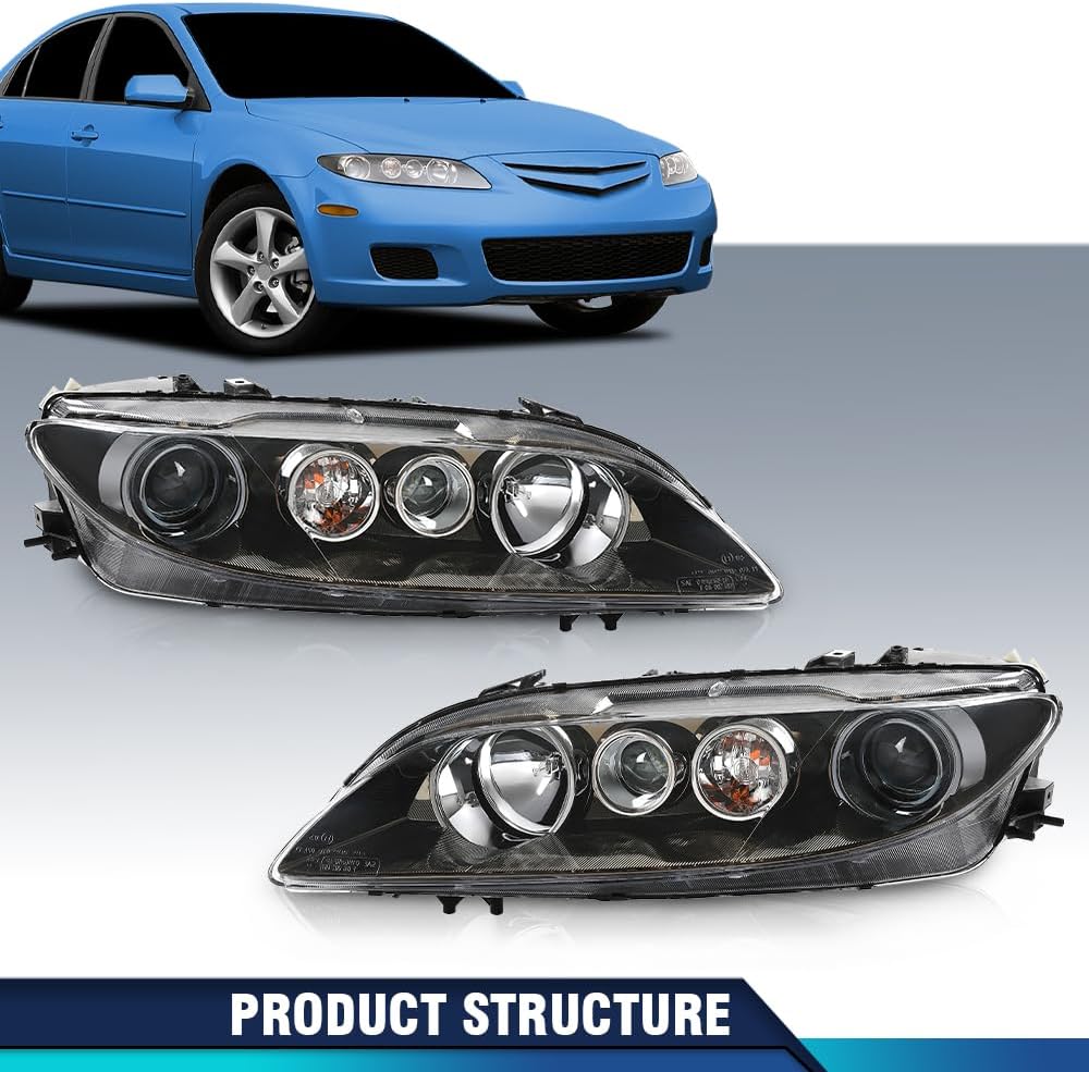 PIT66 Headlights Assembly Fit 2006-2008 Mazda 6