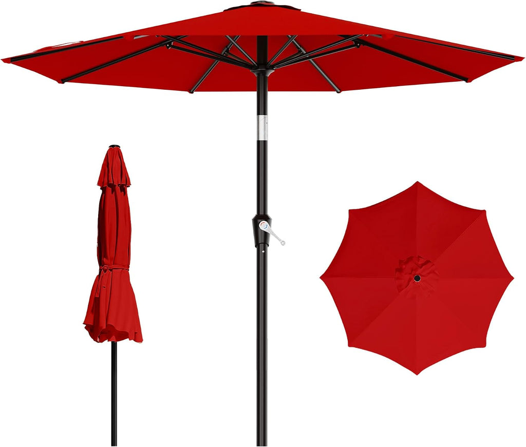 9FT Outdoor Patio Umbrella with Tilt and Crank, Red