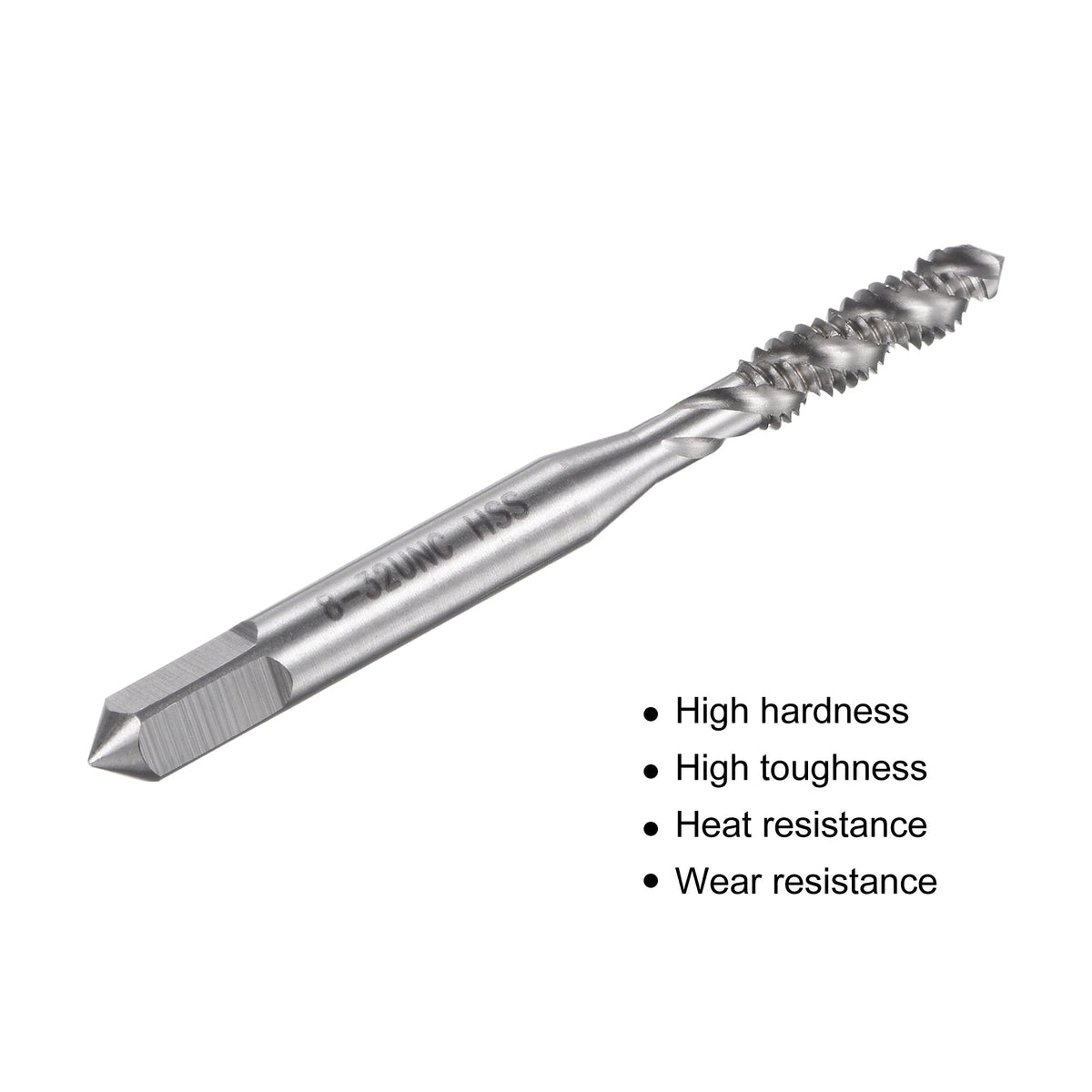 uxcell Spiral Flute Threading Tap 8-32 UNC HSS (High Speed Steel) Uncoated