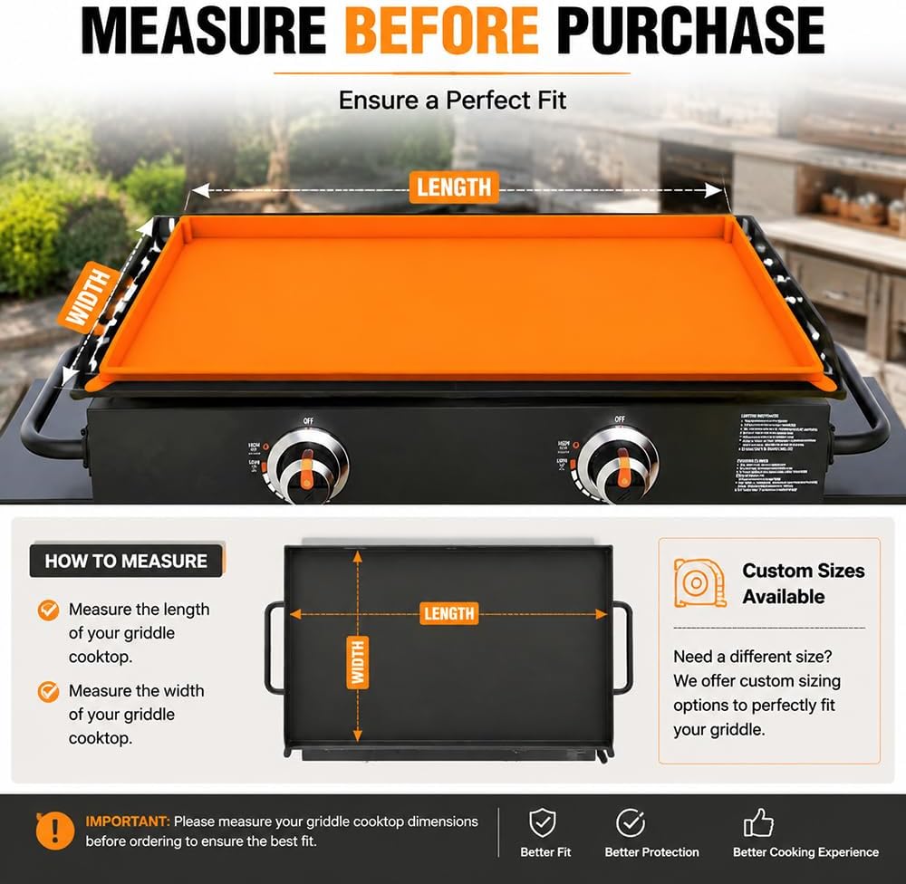 Silicone Griddle Mat for Nexgrill 36" Propane Griddle, Heat Resistant Non Stick Flat Top Grill Mat, Reusable