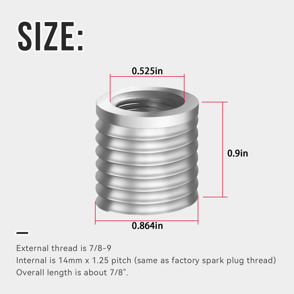 HQPARRTS Extra-Large SparkPlug Thread Repair Insert,7/8-9 External Thread