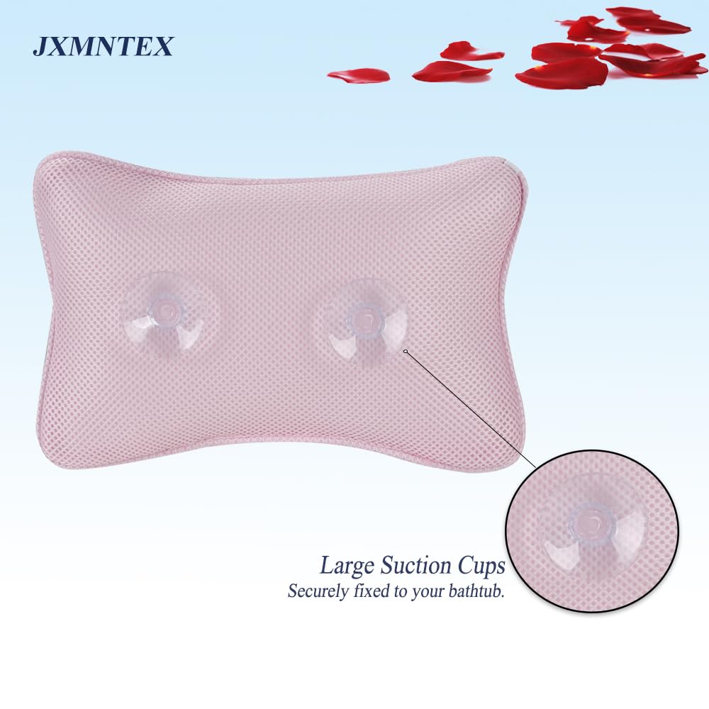 Bath Pillow for Tub, Non Slip with 2 Large Suction Cups, Breathable Soft, Comfortable Head Neck Support, Machine