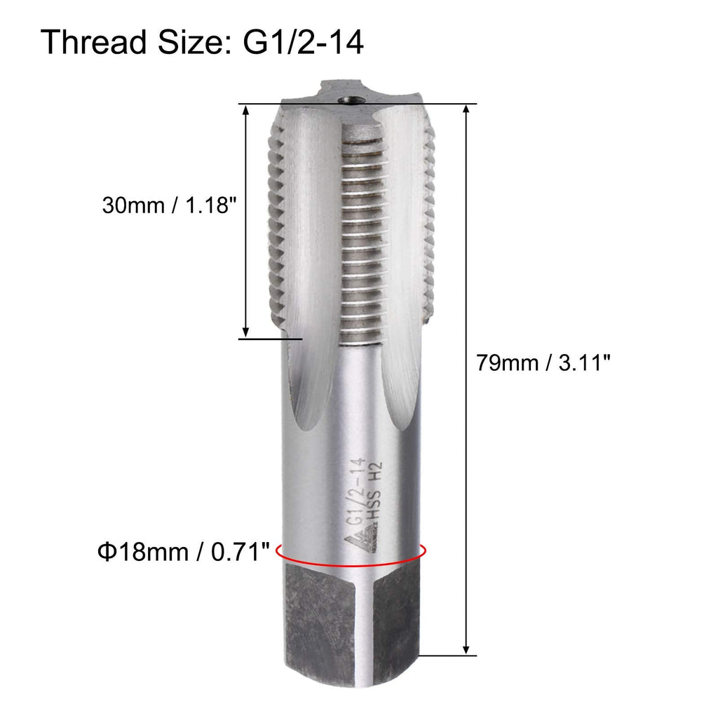 uxcell G1/2-14 Pipe Thread Tap, Machine Threading Tap Right Hand, HSS Uncoated Straight Flute, H2 Tolerance