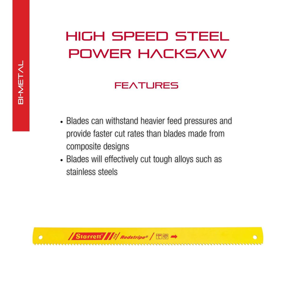 Starrett Redstripe Power Hacksaw Blade, 12" L x 1" W x .050" T