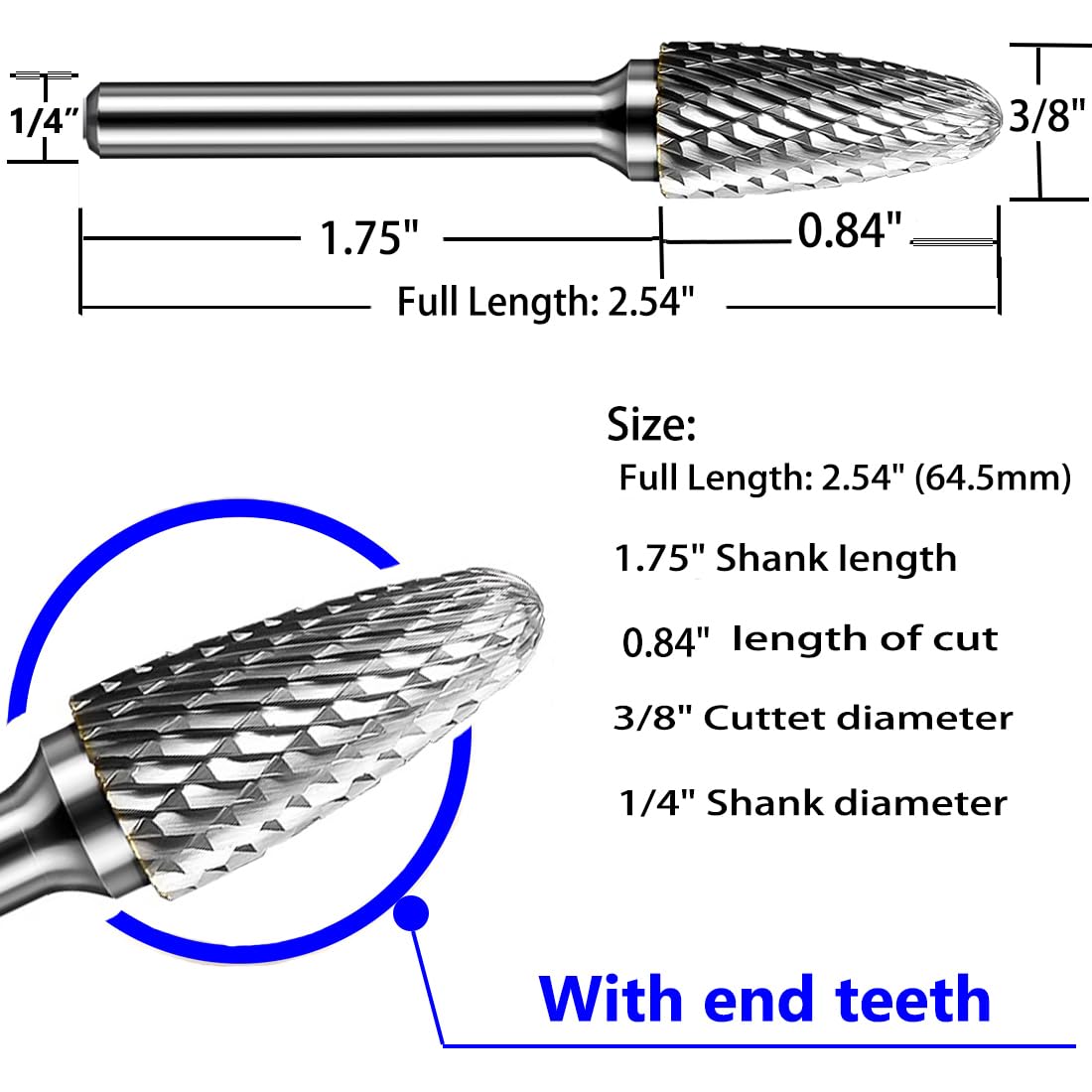 OSIDU Tungsten Carbide Rotary Burr Bit 1/4" Shank SF-3 Die Grinder Bits