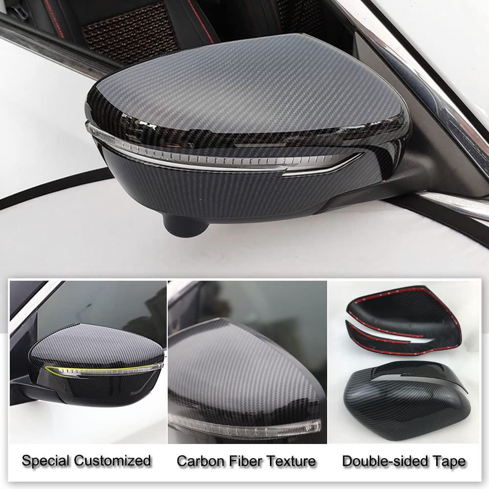 XITER 2PCS ABS Carbon Fiber Style Rearview Mirror Cover Trim Door Side Moulding Trim for Nissan Rogue 2014-2020 Rogue Sport 2017-2022,Nissan Murano 2015-2024 Exterior Accessories-with Turn Signal