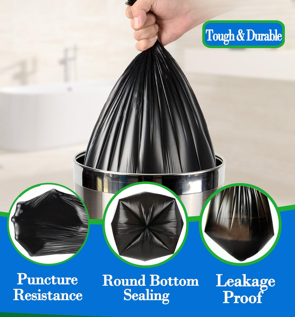 1.5 Gallon 200 pcs Small Black Trash Bags(Fit1.3-1.6 Gal), Strong 1.3 Gallon 1.5 Gallon 1.6 Gallon Garbage