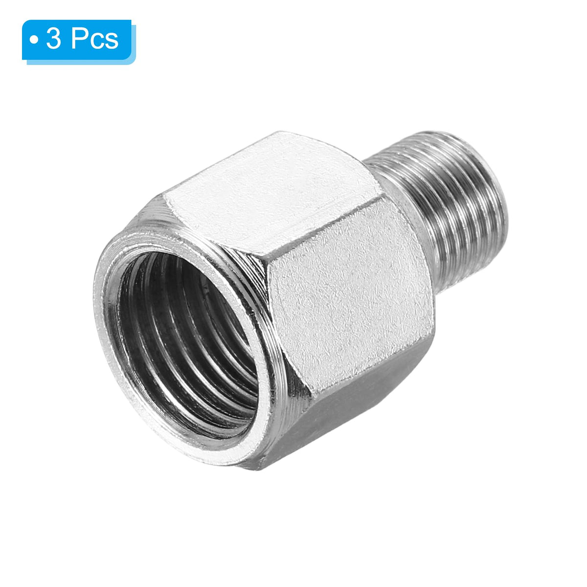 PATIKIL 1/8 to 1/4 Air Brush Hose Adapter, 3PCS 1/8" BSP Male to 1/4" BSPT Female Fitting Conversion Adapter Nipple Metal Connector for Air Compressors