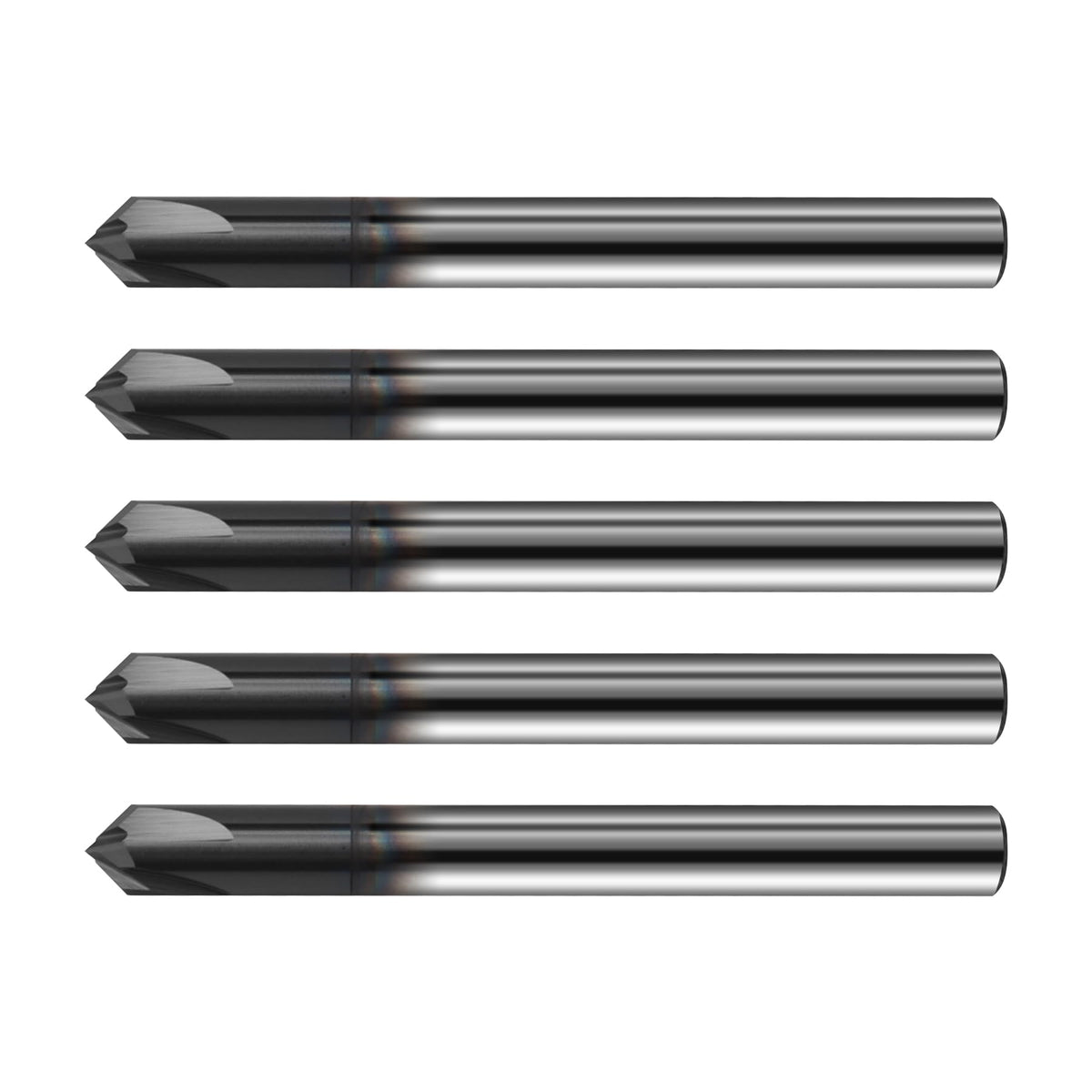 Zorqon 5Pcs 1/4" Solid Carbide End Mills, AlTiN Coating, 4 Flute