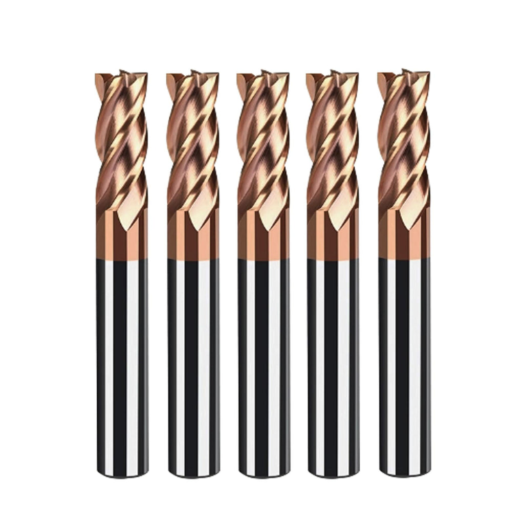 5PCS 3/8in Carbide Square End Mill HRC55 Tungsten Steel 4 Flutes for Steel