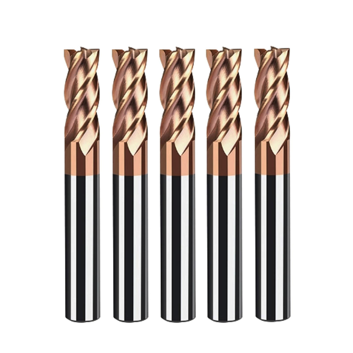 5PCS 3/8in Carbide Square End Mill HRC55 Tungsten Steel 4 Flutes for Steel