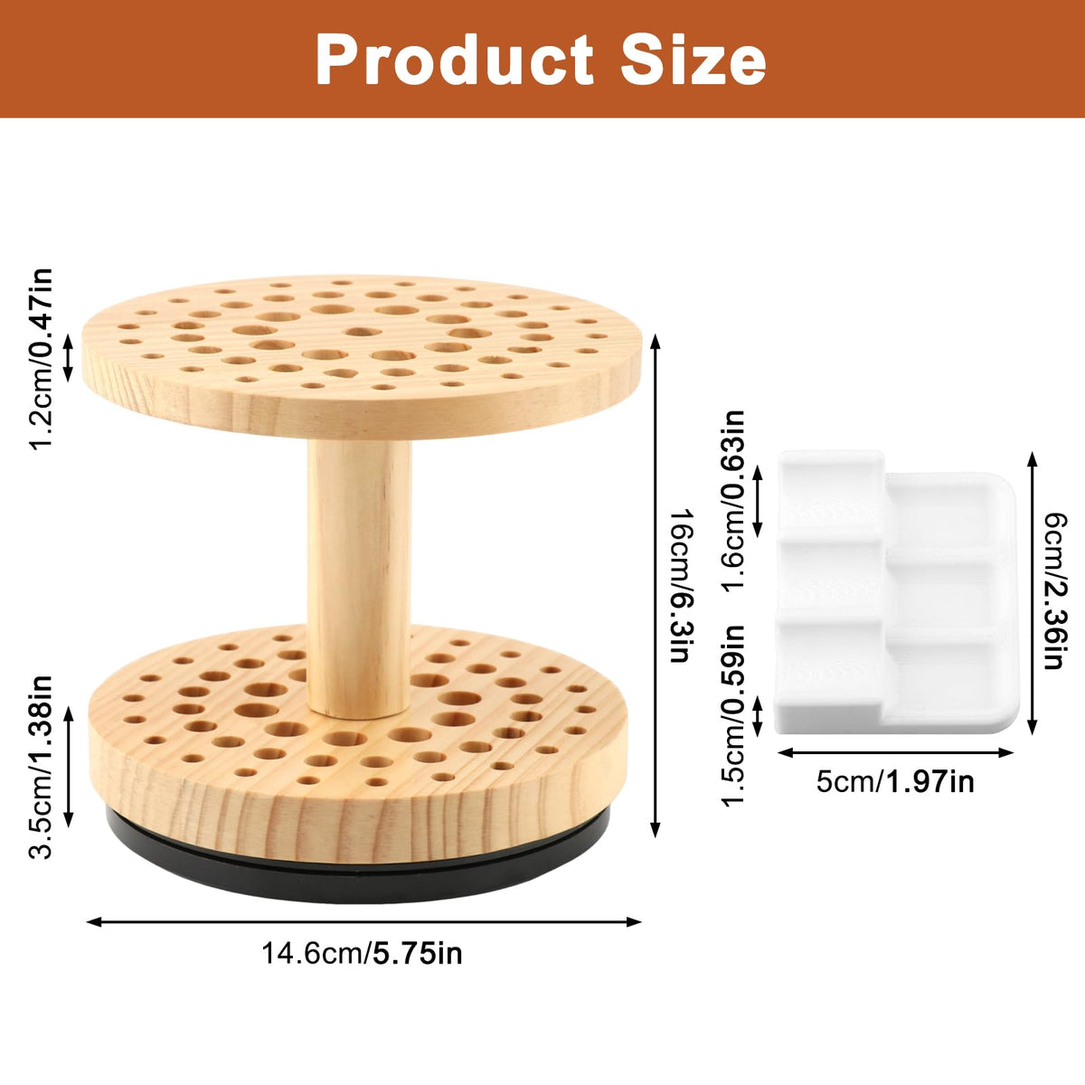 360° Rotating Brush Rack – 52-Hole Hardwood Stand for Crafts/Art/Makeup