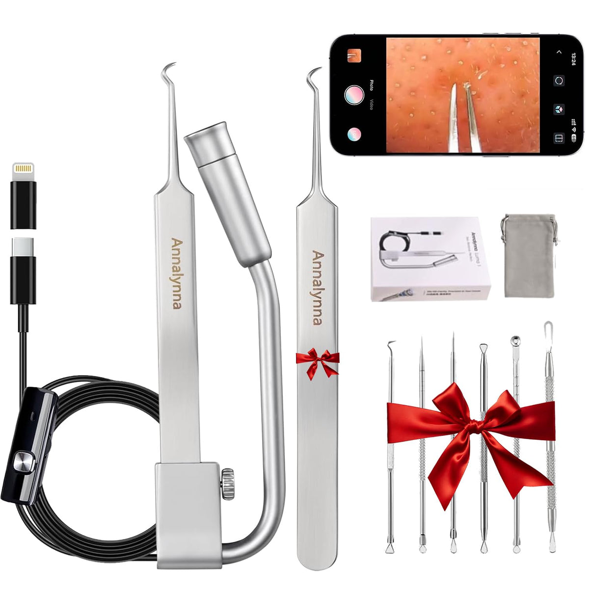 Visual Blackhead Remover Tweezers with Camera, 20x Magnification-Annalynna