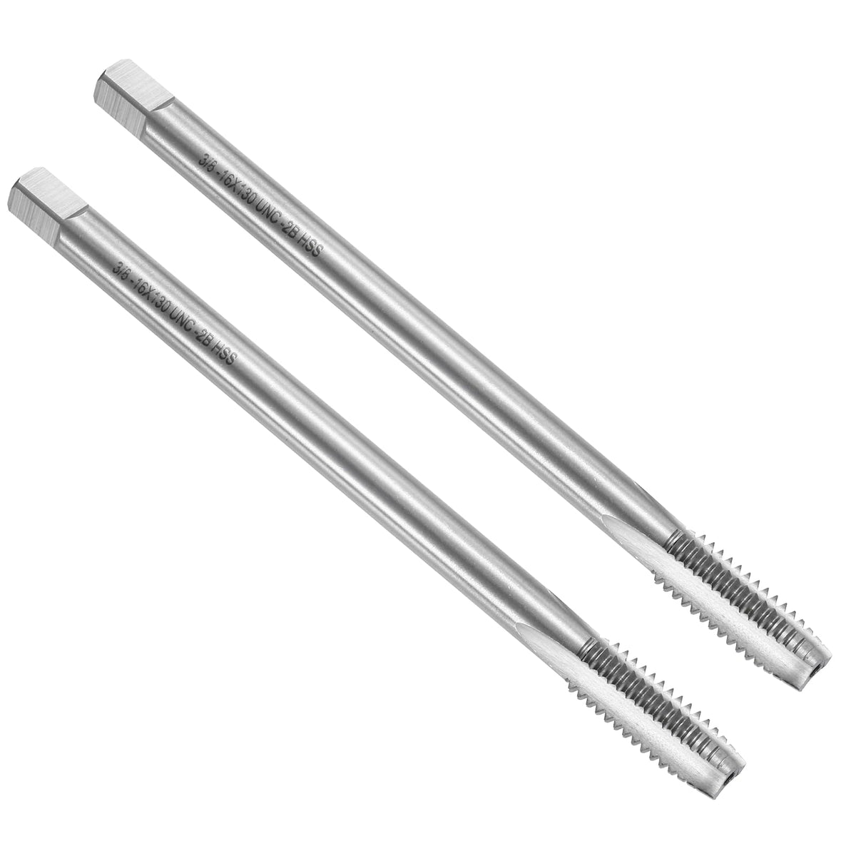uxcell 2pcs Straight Flute Screw Taps 3/8-16 UNC 2B Thread 5" Extra Long HSS6542 Machine Threading Milling Tap Tapping Tools