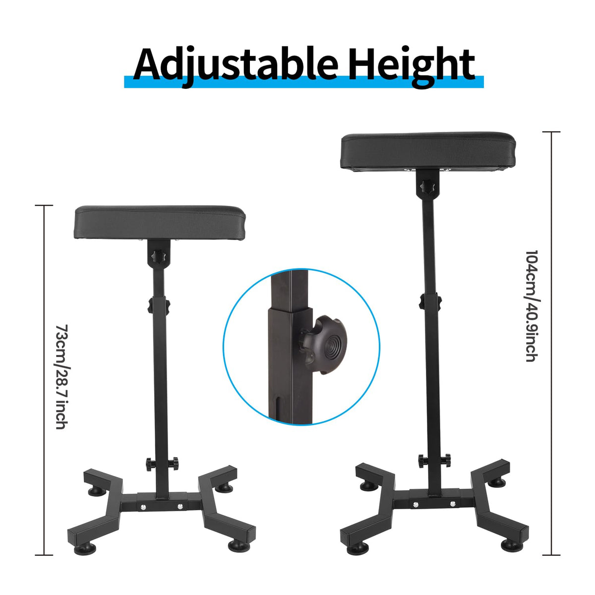 Tattoo Armrest Stand, Tattoo Arm Rest Stand Adjustable, Tiltable Thickened Black Leather Cushion, Stable Four Corner