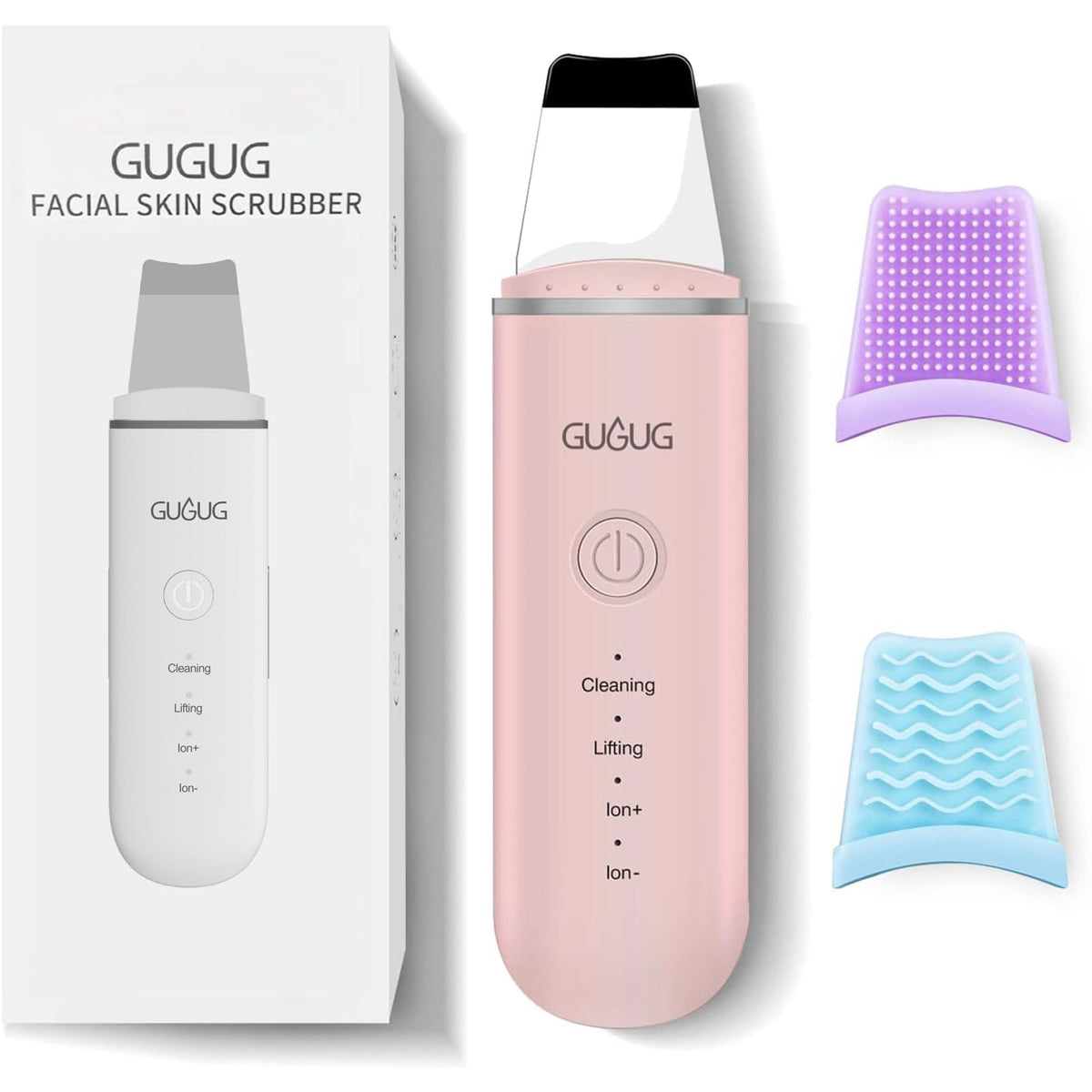 Skin Scrubber Spatula Pore Cleaner Blackhead Remover,4 Modes,Pink