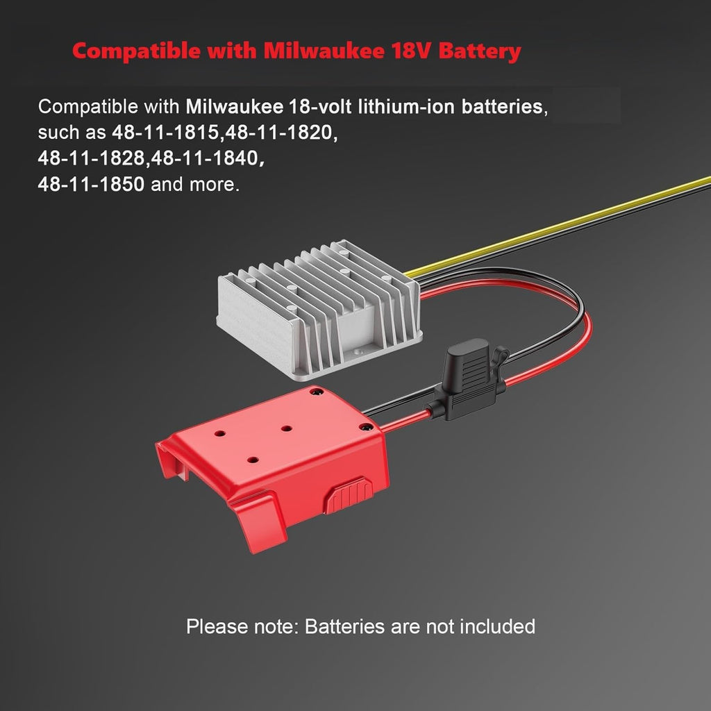 Azocek 18V to 12V Step Down Converter Compatible with Milwaukee 18V Battery