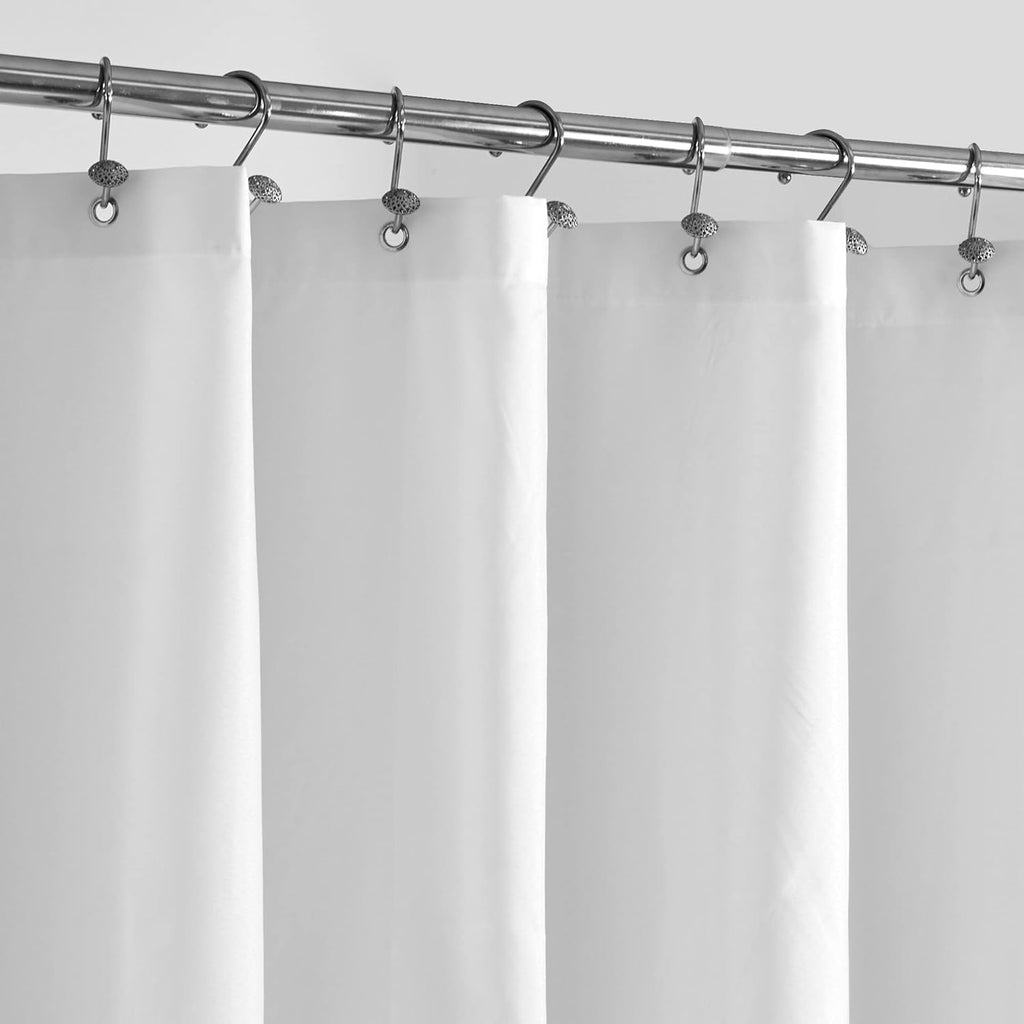 72x78 Long Waterproof Fabric Shower Curtain or Liner White | 2 Magnets, Soft Cloth & Hotel Quality, Machine Washable