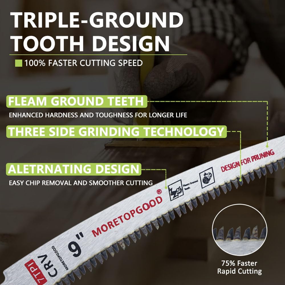 MORETOPGOOD 9 Inch Arc Edge Reciprocating Saw Blade for Wood Pruning, 5PCS