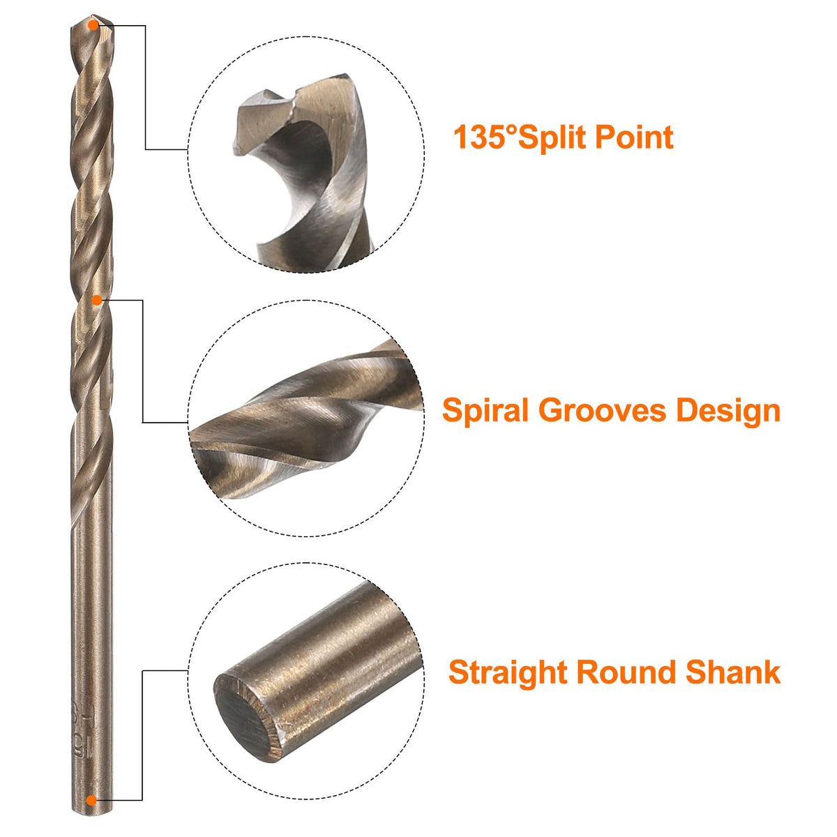 HARFINGTON 12pcs Cobalt Drill Bit, #15 0.18" HSS-CO Aircraft Twist Drill Bit with Straight Round Shank for Drilling Stainless Steel Cast Iron Tough Material
