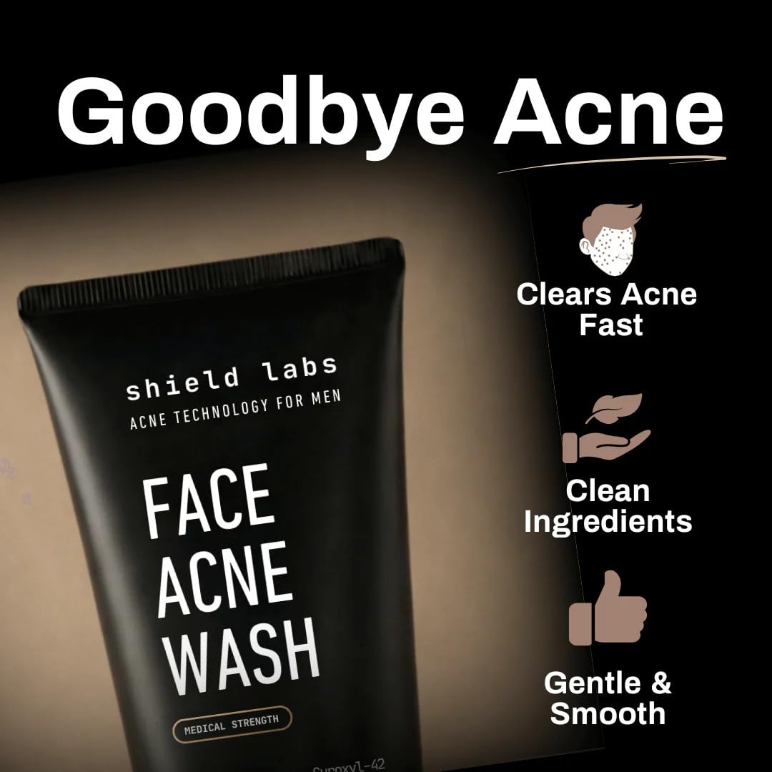 Face Acne System for Men and Boys, Easy 3-Step Clear Skin Kit with 4% Benzoyl Peroxide Face Wash, Adapinoid Spray and