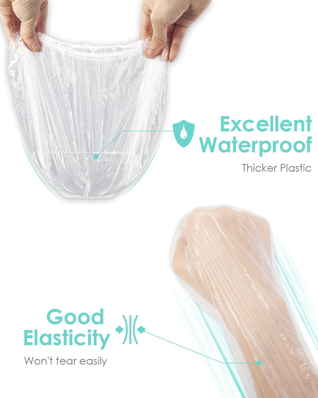 Disposable Shower Cap, 100 PCS Hair Cap Thickening Clear Plastic Waterproof Bath Caps for Hair Treatment, Spa Salon