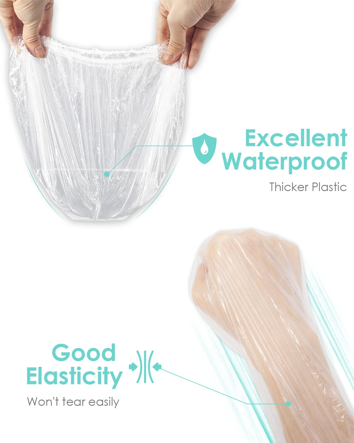 Disposable Shower Cap, 100 PCS Hair Cap Thickening Clear Plastic Waterproof Bath Caps for Hair Treatment, Spa Salon