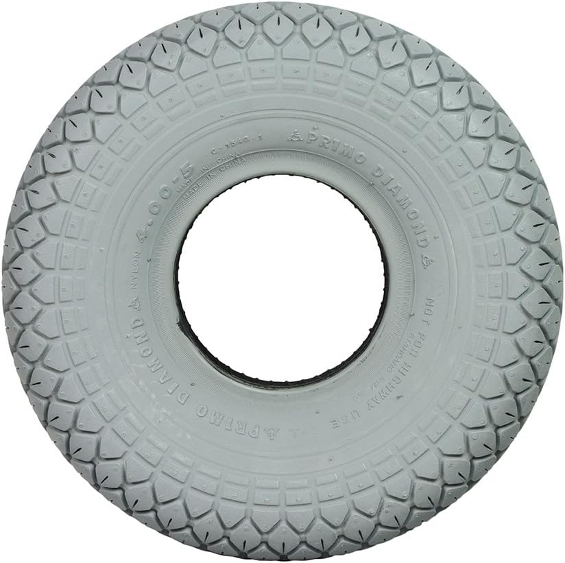 AlveyTech 4.00-5 Pneumatic Mobility Tire with Diamond Knobby C154G Tread - Replacement Power Chair and Scooter Tires for Pride Celebrity XL HD, Pride Legend XL, and Merits Pioneer 9 &10 (TAG113255)