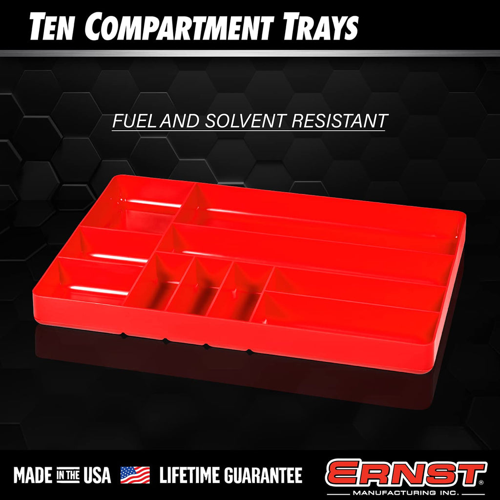 Ernst MFG 10 Compartment Drawer Organizer: Heavy Duty Stackable Tray for Automotive Tool Organization -Low Profile