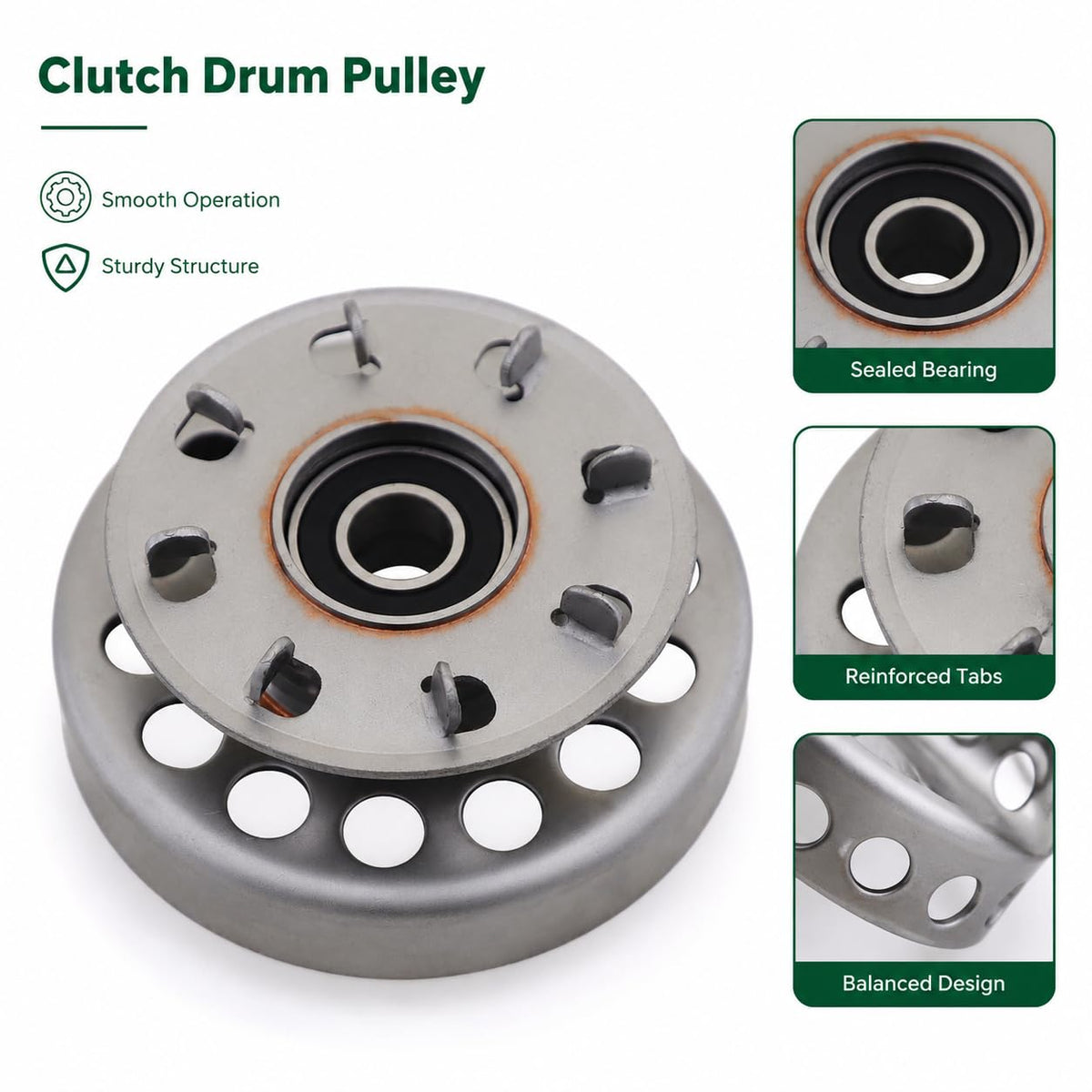 Clutch Drum Pulley with Ball Bearing, 12mm Inner Hole, For Husqvarna K750, K760, K760II, K770, K970 and Partner K750 Concrete Cut-Off Saw, Replaces 590805901, 590 80 59-01