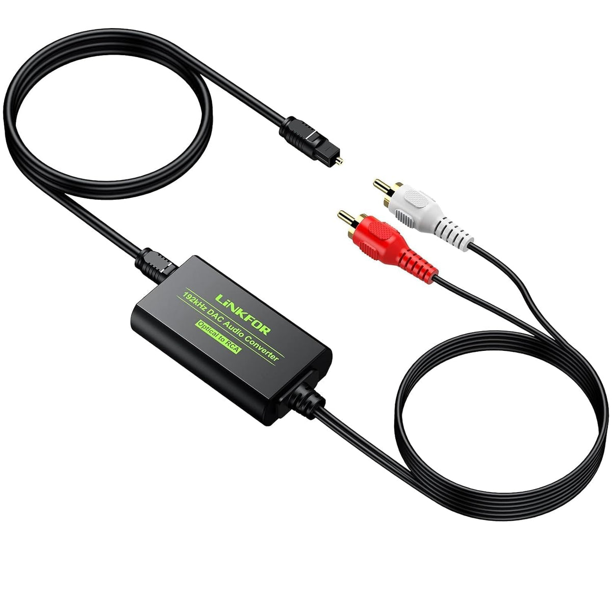 192kHz DAC Converter, Digital to Analog Audio Adapter, Digital Optical SPDIF Toslink to Analog Stereo RCA L/R