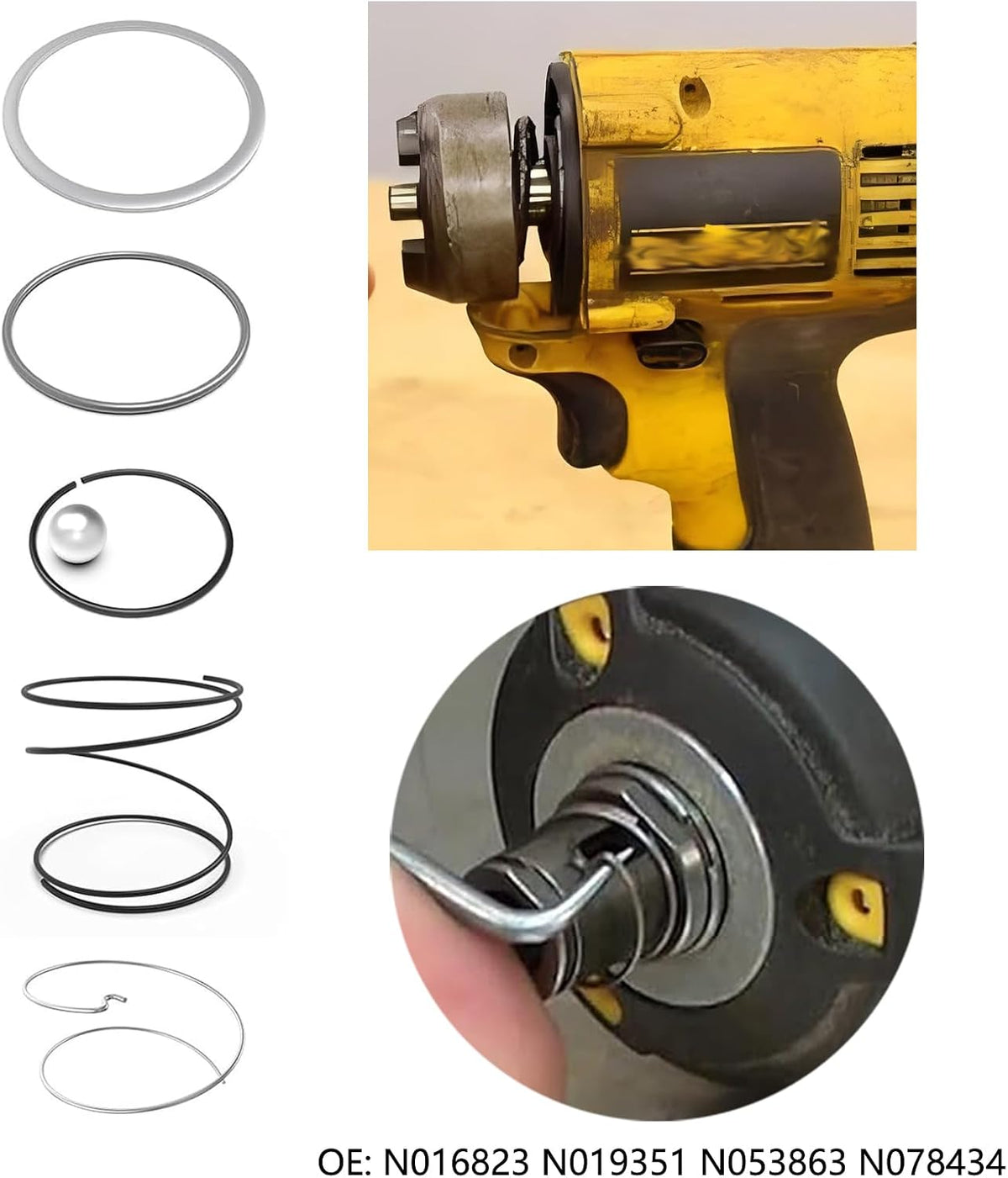 Impact Driver Bit Holder Chuck Repair Kit Compatible with DeWalt DCF885 DCF886 DCF887 DCF888 N016823 N019351 N053863 N078434 N089668 20V