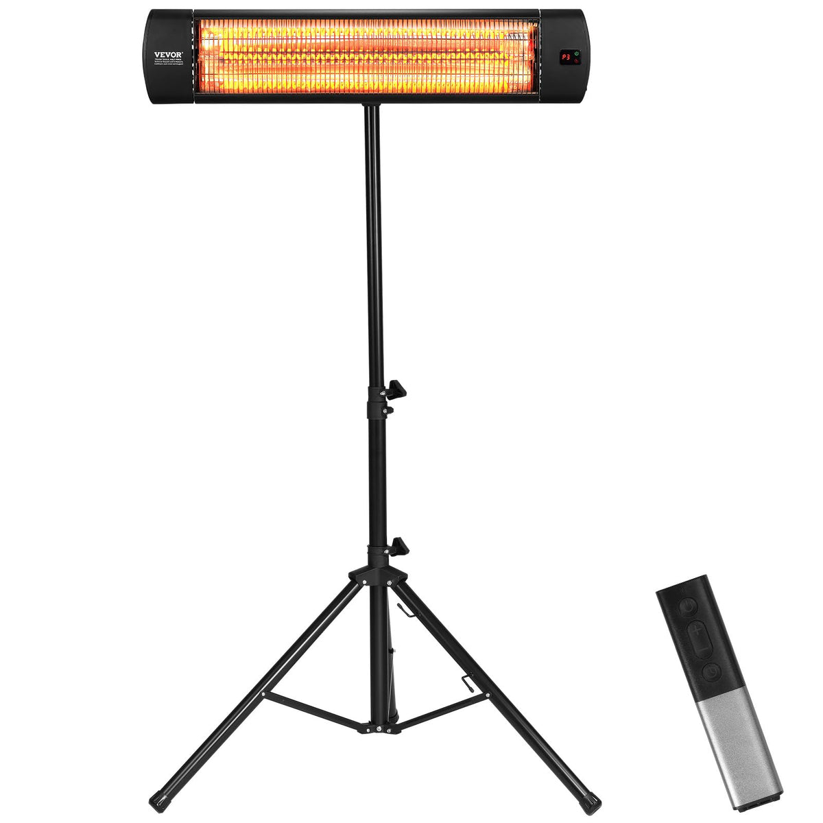 Electric Patio Heater, 1500W, 34 IN Standing and Wall Mount Infrared Heater, with 3 Speeds and Timer