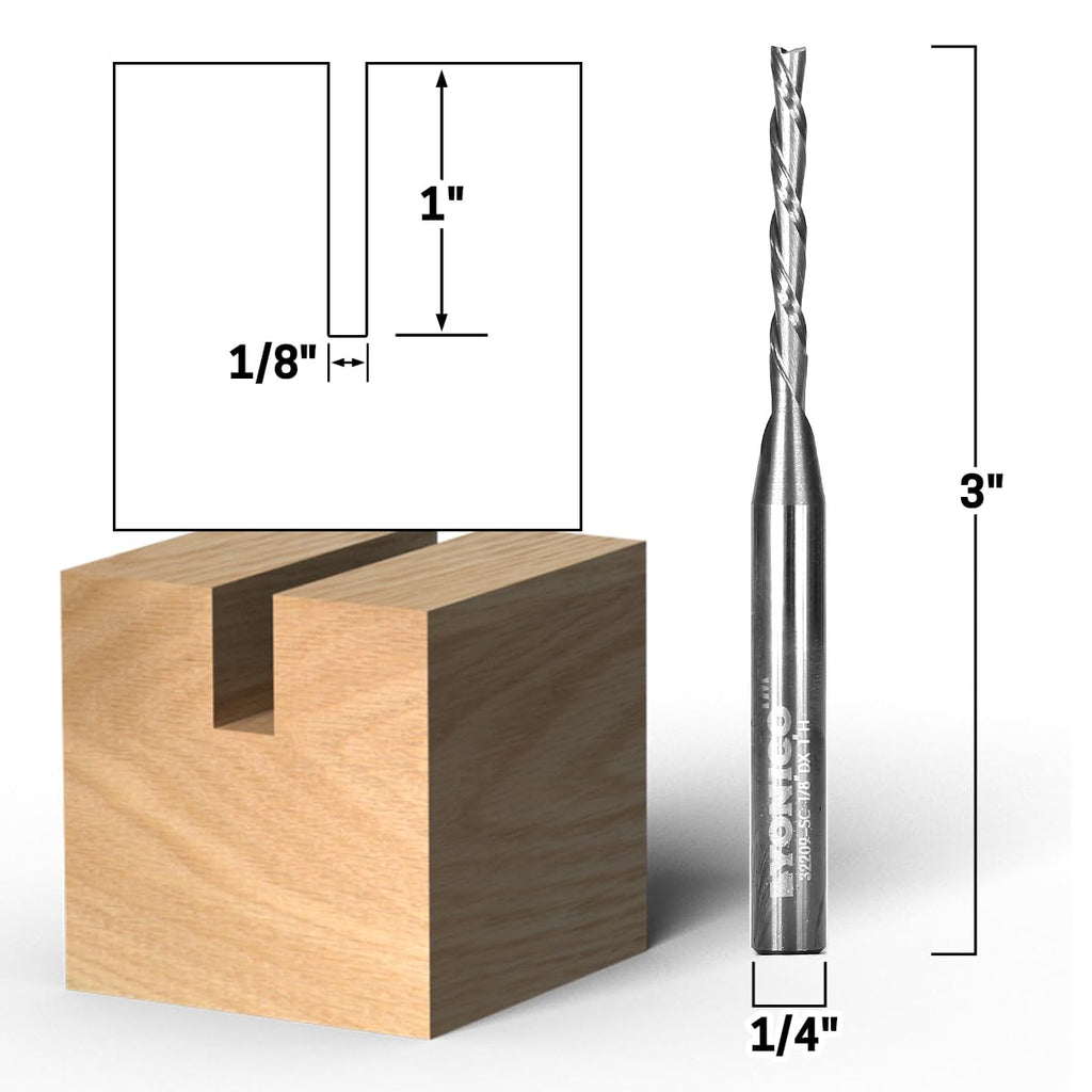 YONICO Downcut Router Bits Spiral 2 Flute Solid Carbide CNC End Mill 1/4-Inch Shank 32209-SC