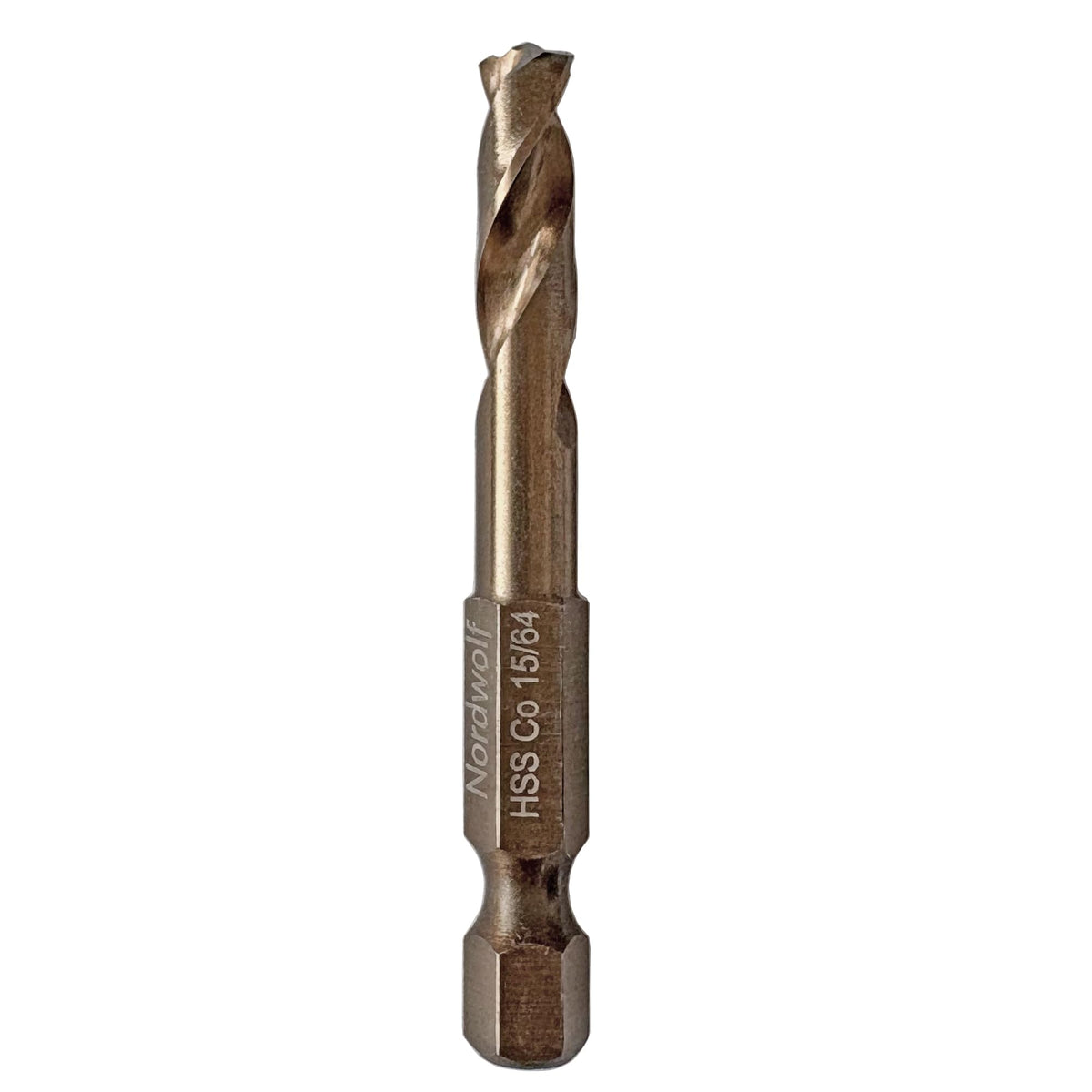 NordWolf 15/64" M35 Cobalt Stubby Drill Bit for Stainless Steel & Hard Metals, with 1/4" Hex Shank for Quick Chucks & Impact Drivers