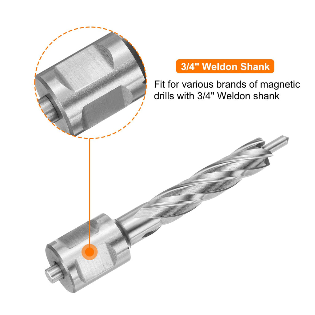 HARFINGTON Annular Cutter 7/16" Cutting Diameter Shank 3/4" with 2" Depth of Locating Pin M2 High-Speed Steel Drill Bit Annular Cutter for Standard Magnetic Drills Machine Tools Mills