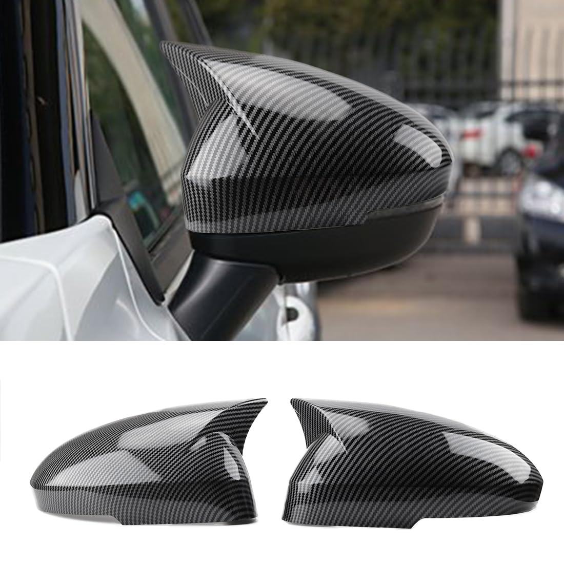 XITER Rear View Side Mirror Cover Side Mirror Cap for Nissan Rogue 2021 2022 2023 2024 2025(With Turn Signal,Carbon Fiber)