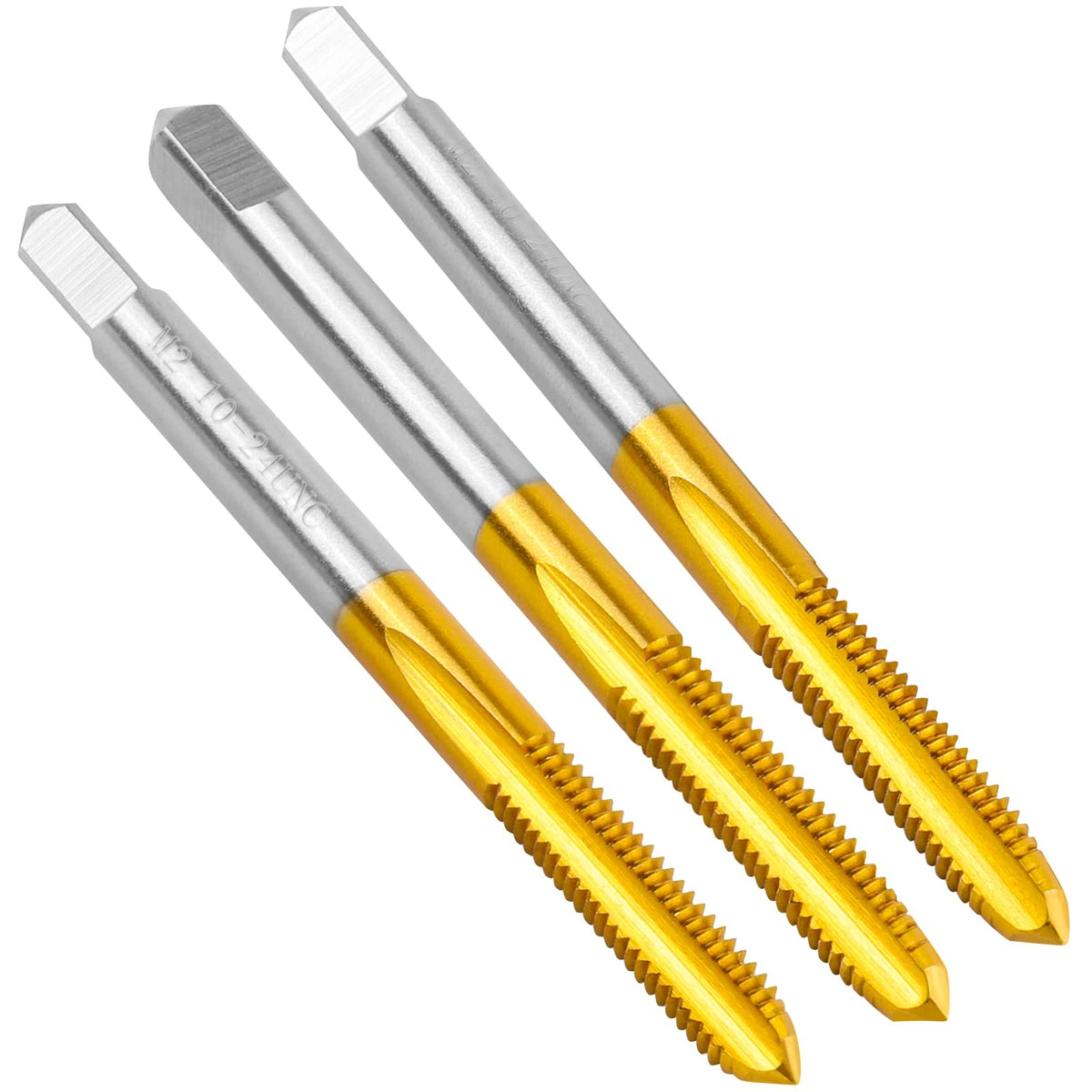 3Pcs 10-24 UNC Thread Tap Set for Metal,Taper+Plug+Bottom Threading Hand Tap