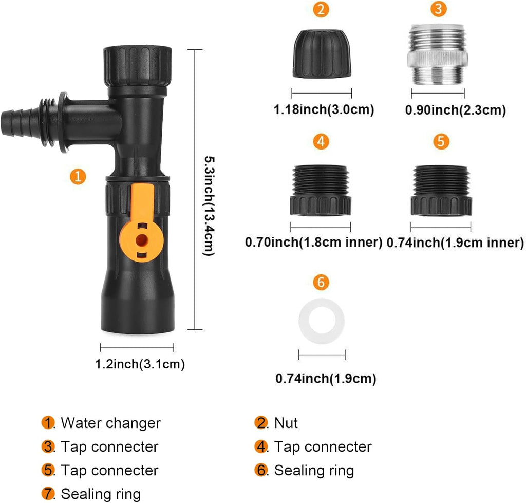 Water Changer, Aquarium Water Changer, Fish Tank Siphon, with 2 PCS Faucet Adapters