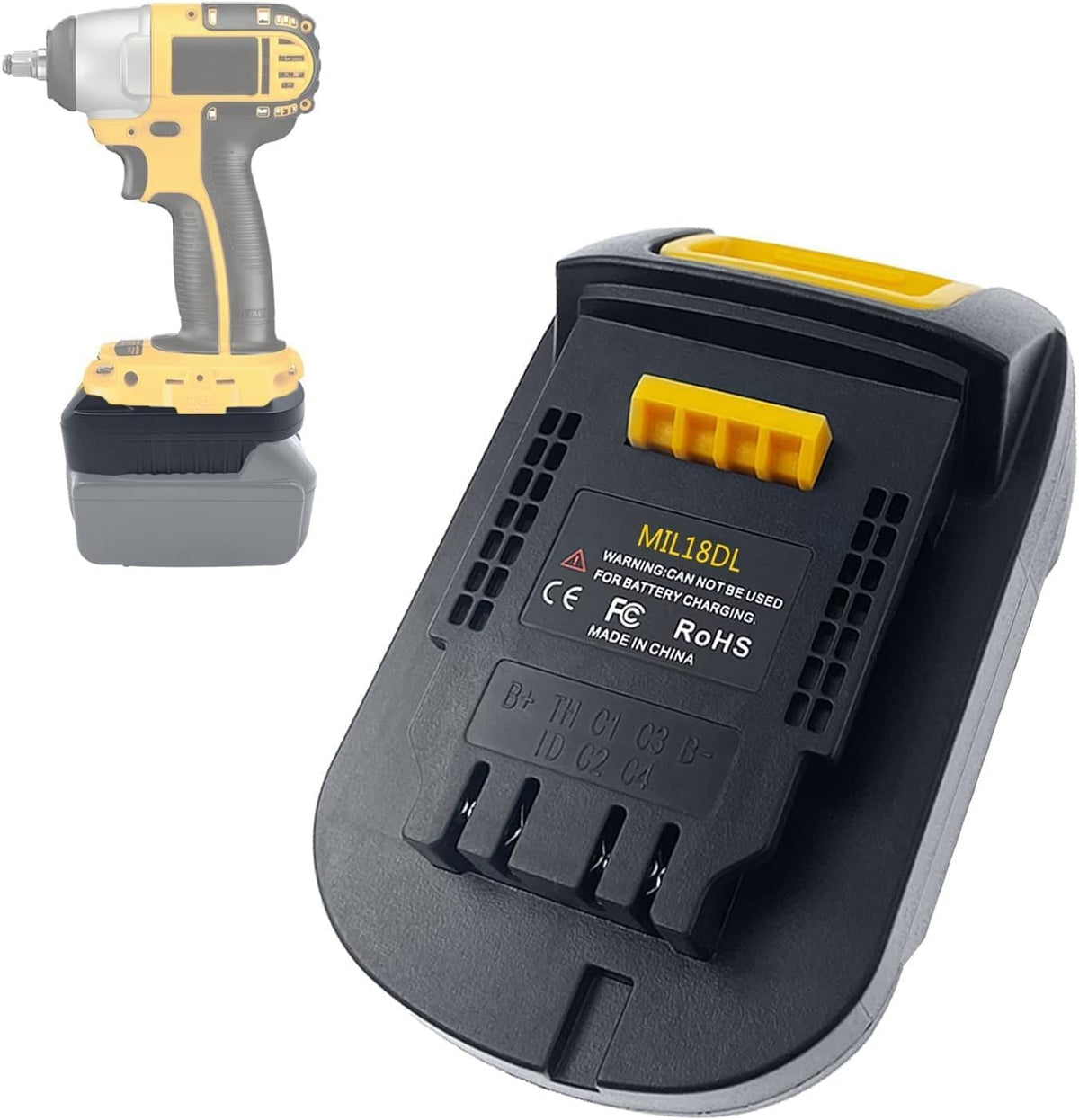 for Milwaukee 18V Battery Adapter Use for Dewalt 20V Power Tools,MIL18DL Converter for Dewalt Tool to for Milwaukee M18 18V Battery,Replace for DCB200 (Adapter Only)