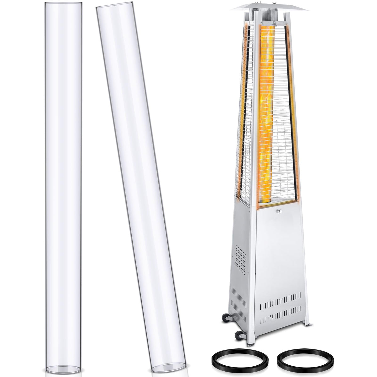2 Pcs Quartz Glass Tube for Patio Heater 49.5 X 4 Inch Clear