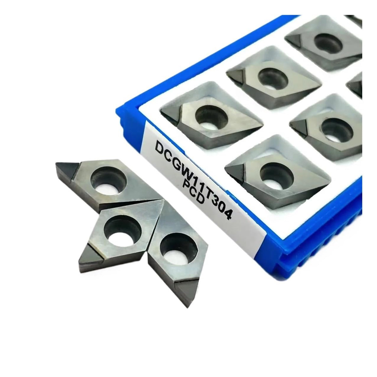 2Pcs CBN PCD DCGW11T304 DCGW11T308 PCD Diamond Insert Turning Tools CNC Turning Tools Copper Aluminum Quenched Steel Cast Iron Milling Inserts(DCGW11T302 CBN)