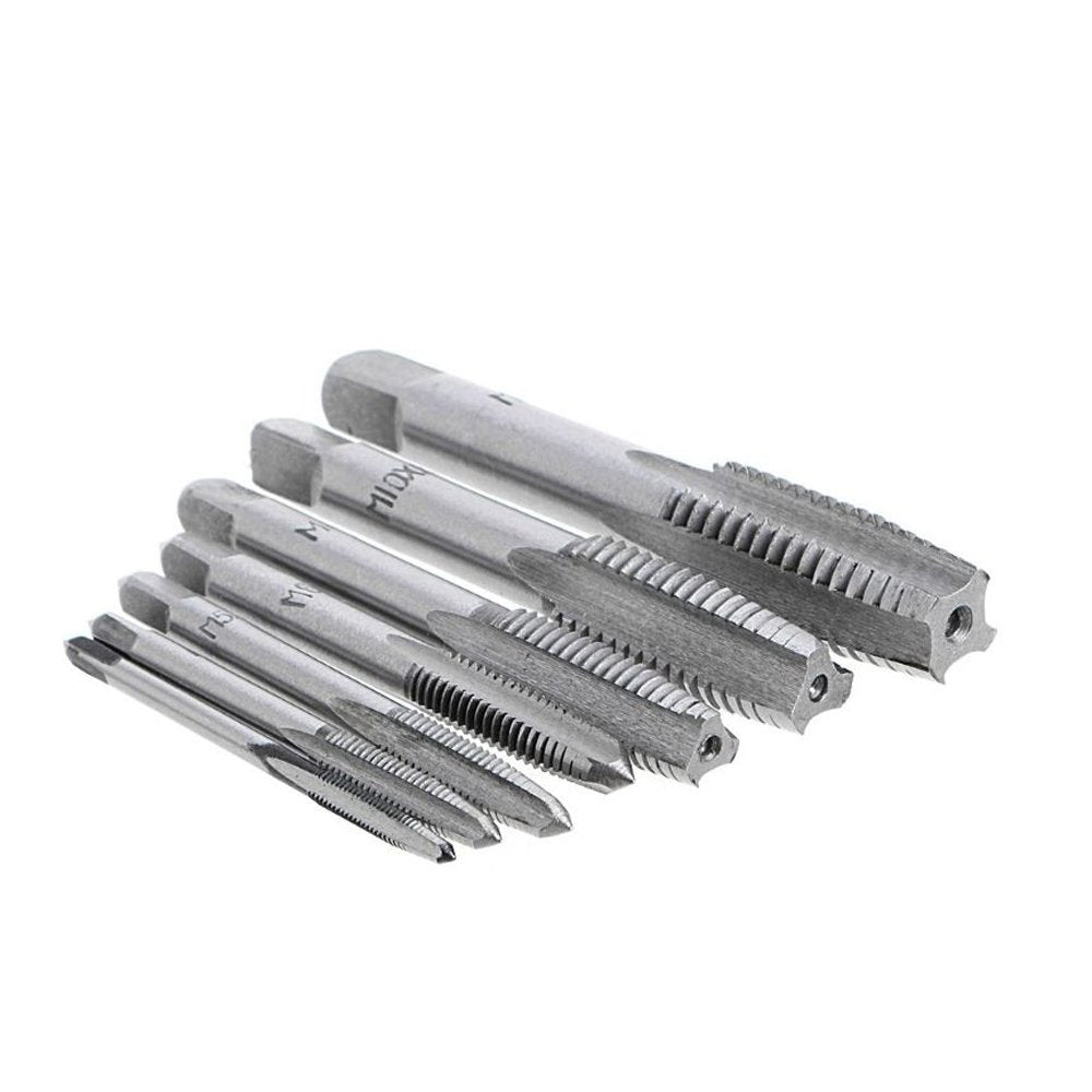 QISF 14Pcs Bearing Steel Metric Screw Thread Tap M3 M4 M5 M6 M8 M10 M12 Plug Tap Tapping Tool set(Wrench is not include)