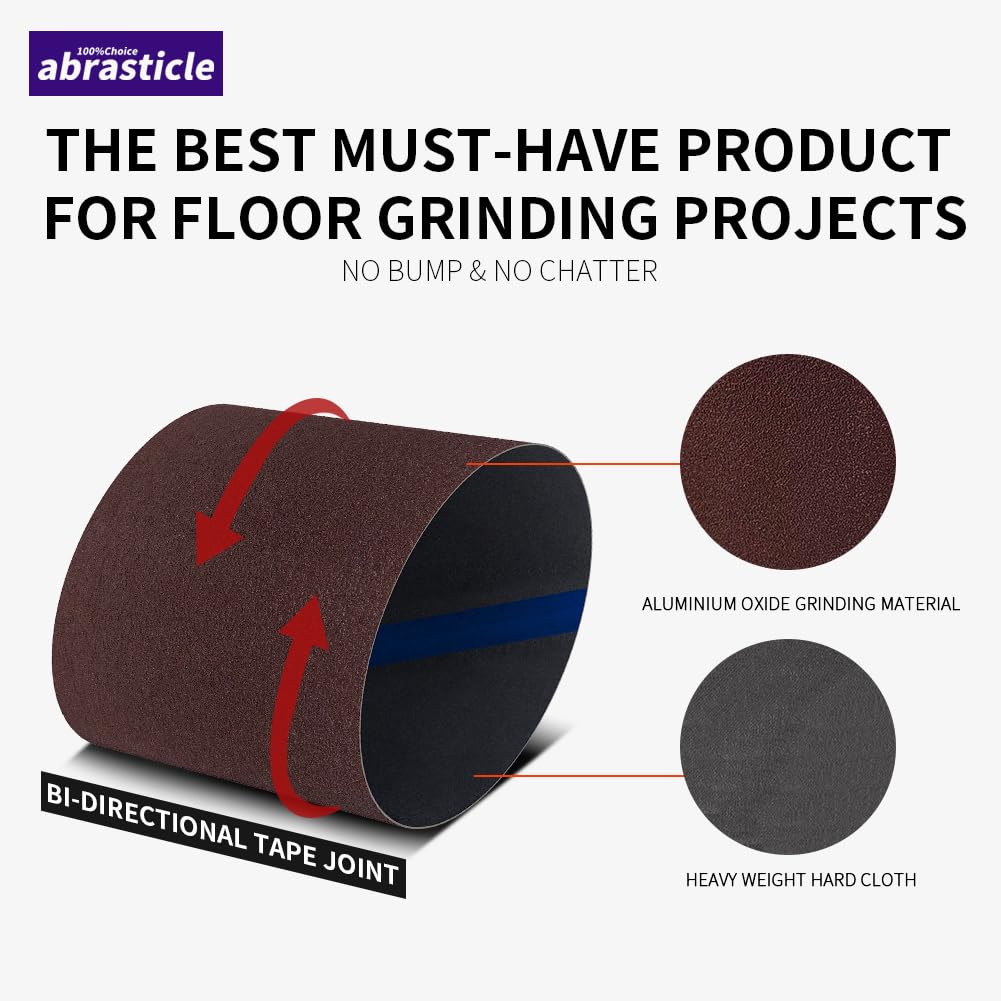 abrasticle 12 Packs 8 x 19 inch 40 Grit Cloth Floor Sanding Belts Ideal for Sanding Commercial and Residential Flooring
