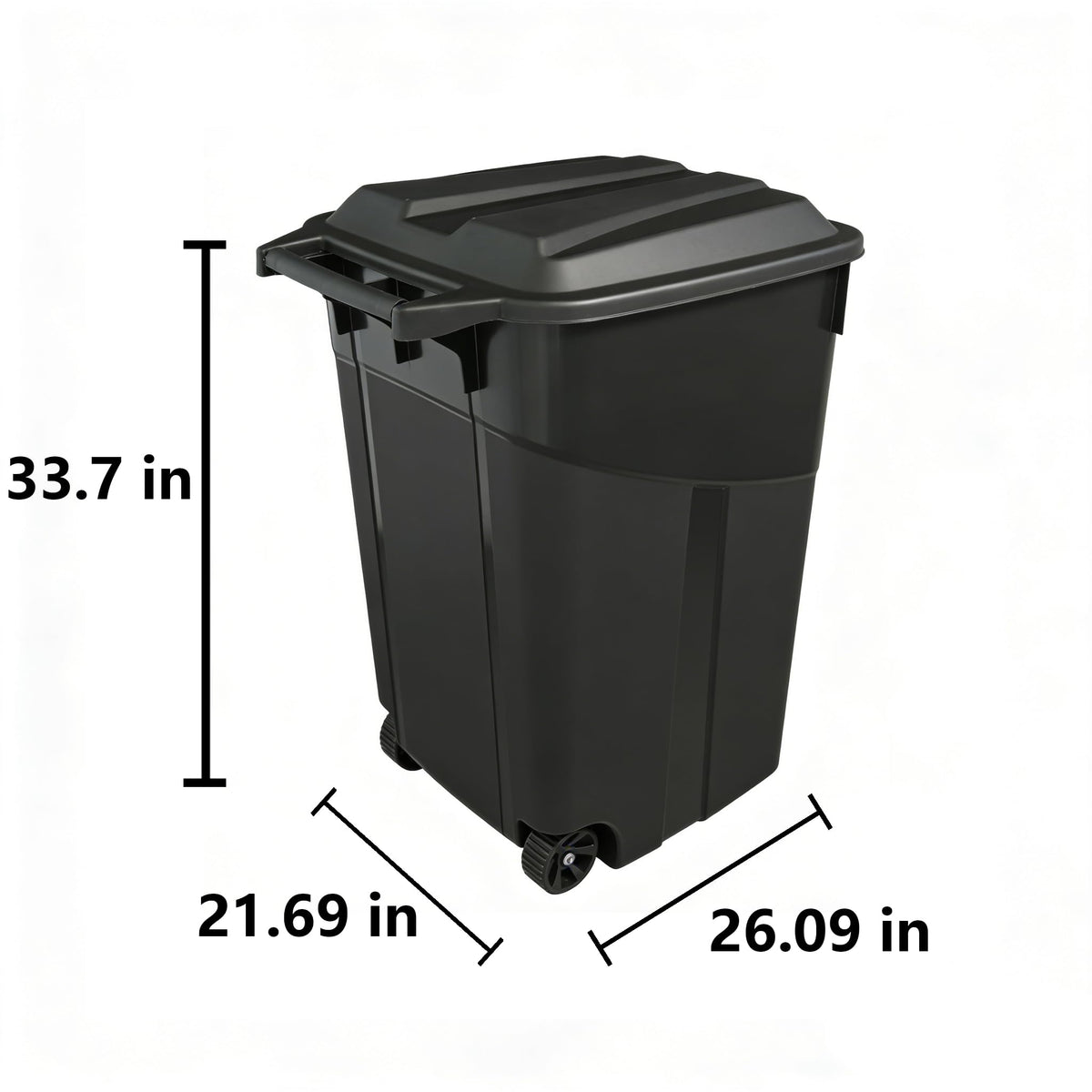 45 Gallon Wheeled Trash Can with Lid, Heavy Duty Outdoor Garbage Bin