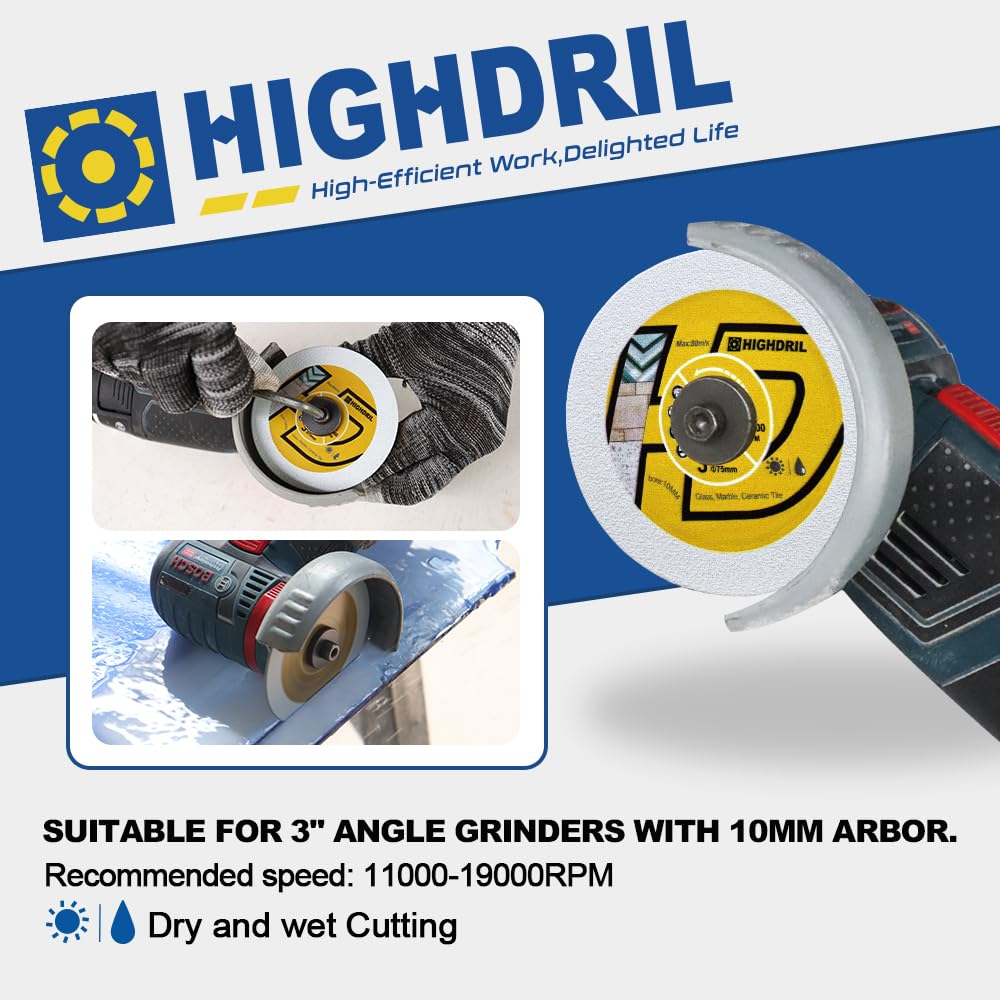 HIGHDRIL 4pcs 3" Circular Saw Blade Set for Metal Tile Marble Plastic Wood