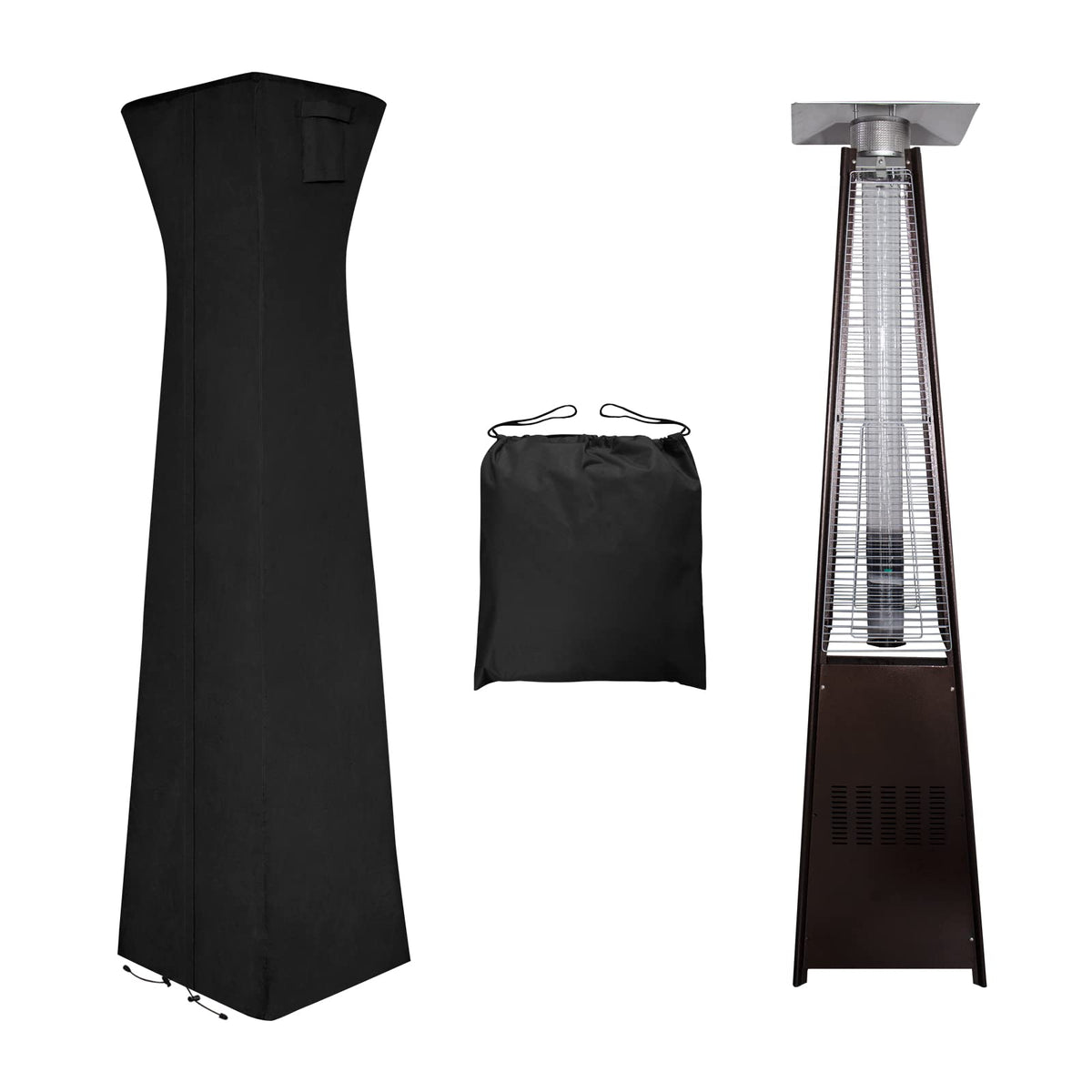 Pyramid Torch Patio Heater Cover, 90"H x 23"L x 23"W, Black