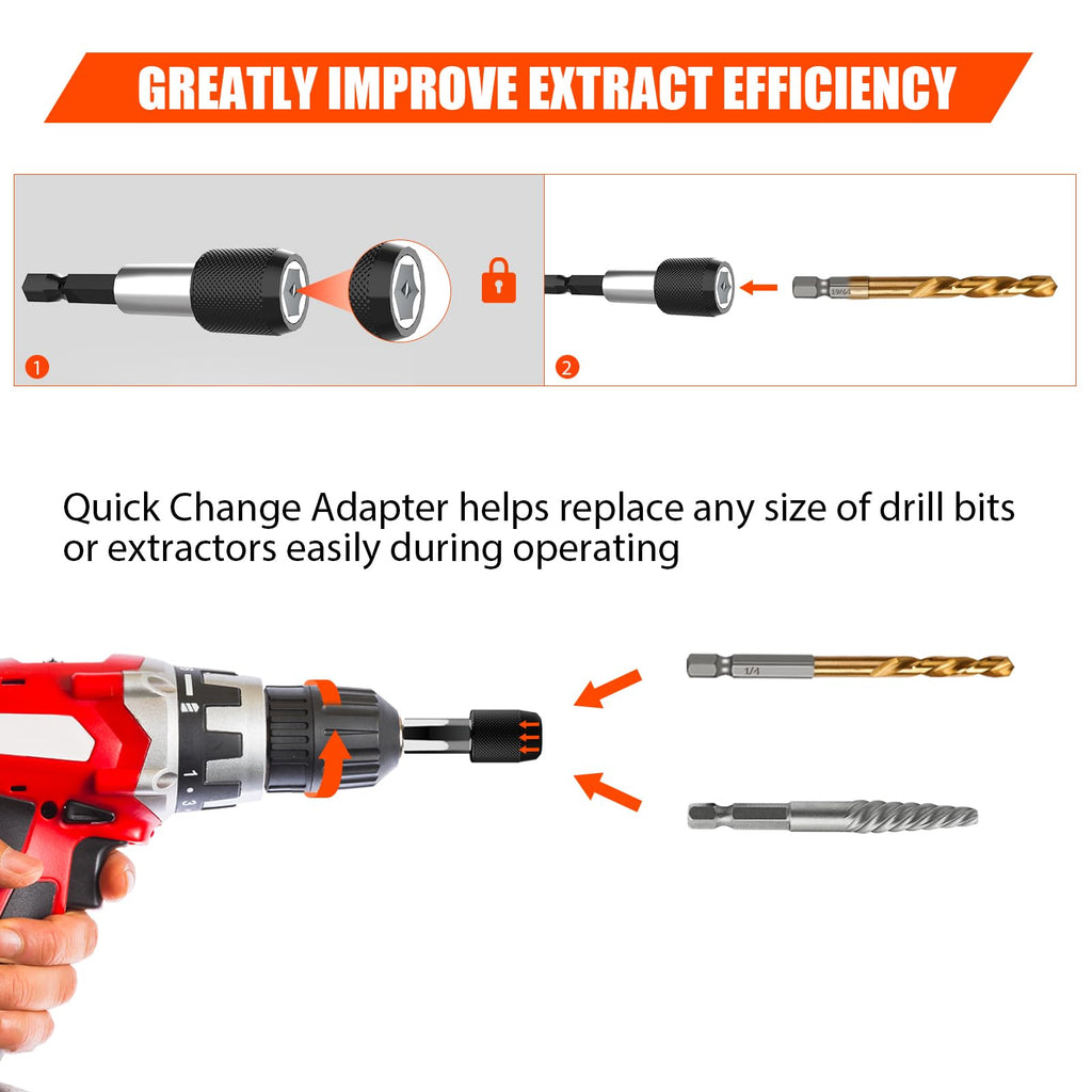 11 Pcs Screw Extractor Set,Left Hand Drill Bit,Bolt Screw Extractor Kit