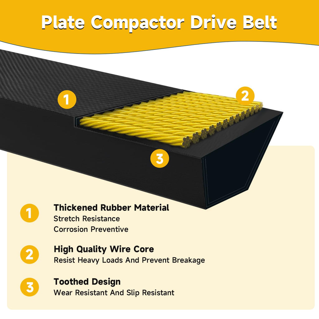 0111158 Plate Compactor Belt Compatible with Wacker Neuson WP1550 WP1540